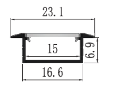 Shallow Recess Aluminium Mounting Profile 2000mm