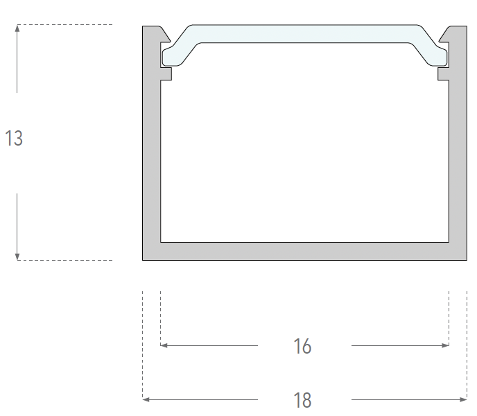 Deep Surface Aluminium Mounting Profile 2000mm