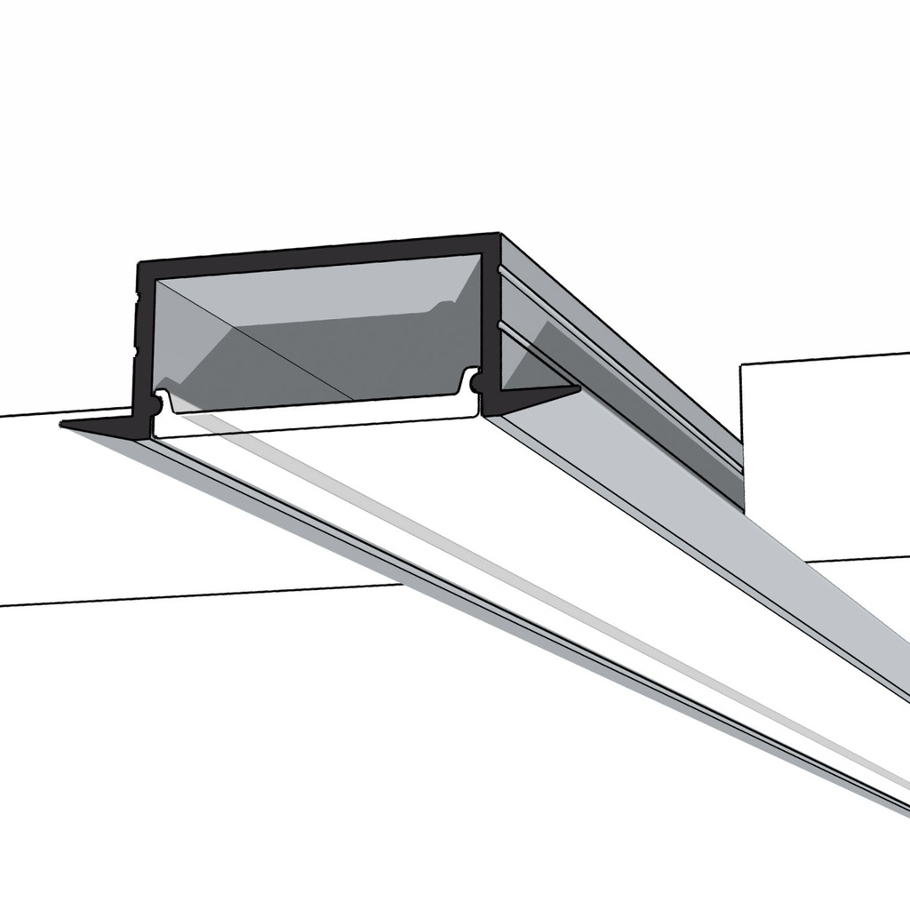 Shallow Recess Aluminium Mounting Profile 2000mm